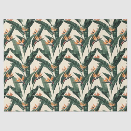 Papier Mousseline Découpage Motif botanique Oiseau du Paradis (Recto)