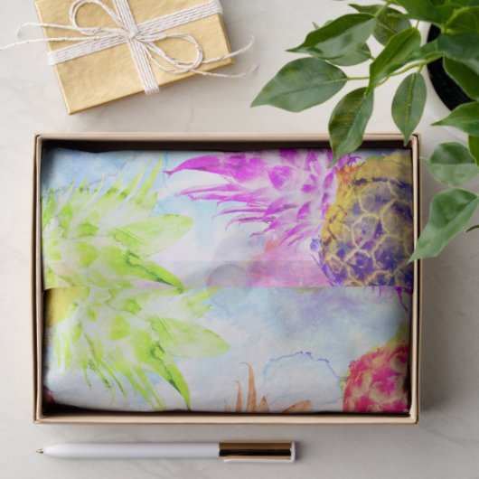 Papier Mousseline Découpage Motif d'aquarelle d'ananas tropical (Cadeau)