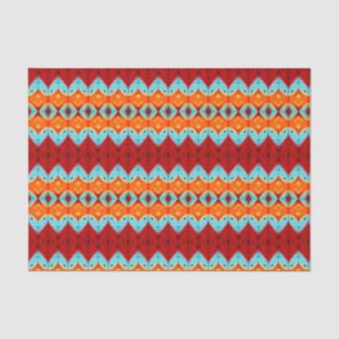 Papier Mousseline Découpage Motif d'art bleu orange rouge tribal