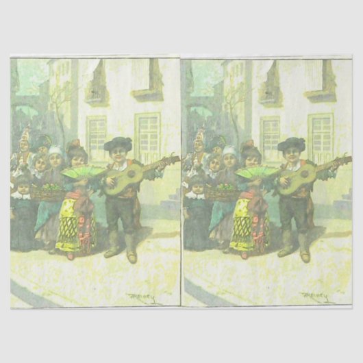 Papier Mousseline Découpage Motif espagnol mignon et emballage cadea (Recto)