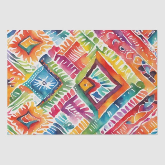 Papier Mousseline Découpage motif Latino Bright Watercolor (Recto)