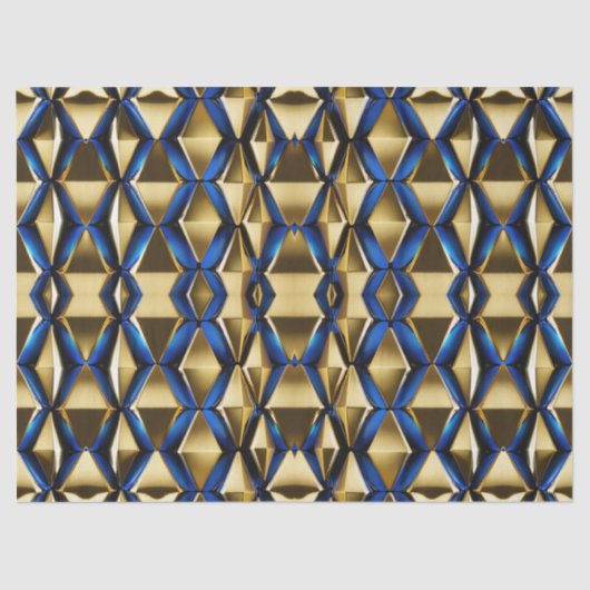 Papier Mousseline Découpage Motif moderne or et saphir (Recto)