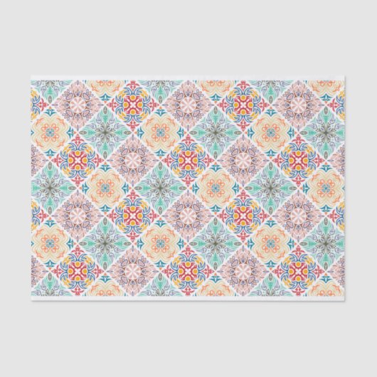 Papier Mousseline Découpage Motif rétro Carrés Abstraits (Recto)