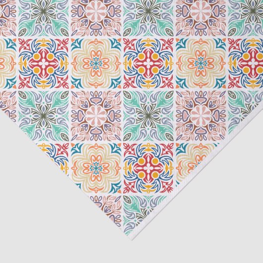 Papier Mousseline Découpage Motif rétro Carrés Abstraits (Détail)