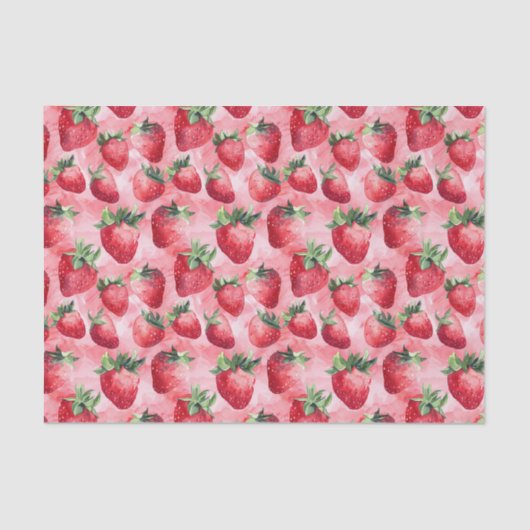 Papier Mousseline Découpage Motif rose fraise (Recto)