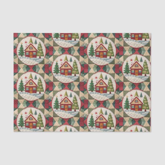 Papier Mousseline Découpage Motif Vintage Christmas House (Recto)