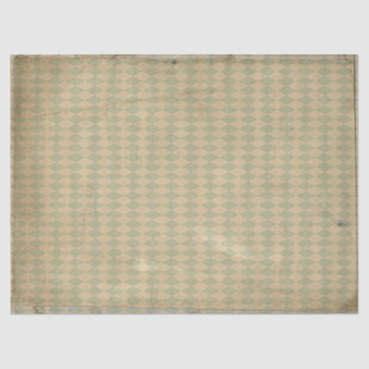 Papier Mousseline Découpage Motif vintage vert diamant (Recto)