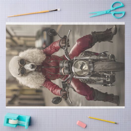 Papier Mousseline Découpage Moto Steampunk Riding Poodle (Artisanat)