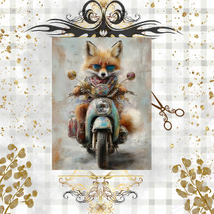 Papier Mousseline Découpage motocyclette à cheval Fox Whimsical