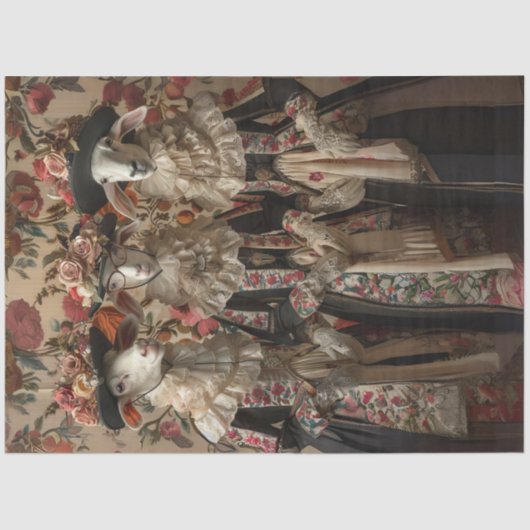 Papier Mousseline Découpage Moutons blancs habillés en Vintage (Recto)