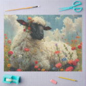 Papier Mousseline Découpage Moutons Fleurs sauvages texturés dans un (Artisanat)