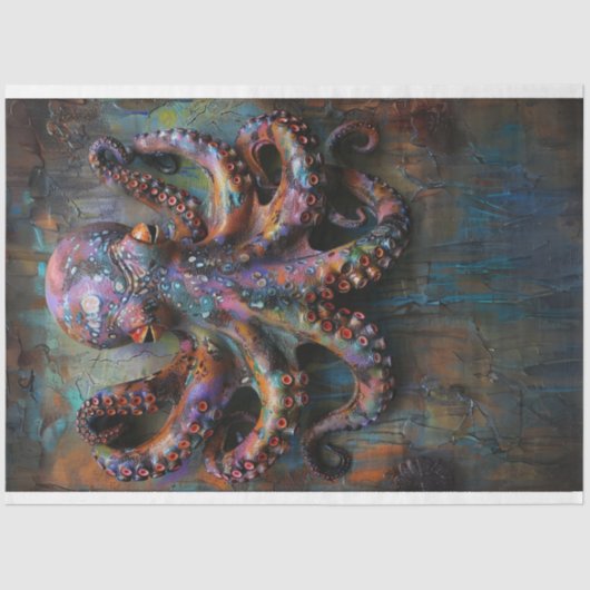 Papier Mousseline Découpage multicolore Vibrant Octopus (Recto)