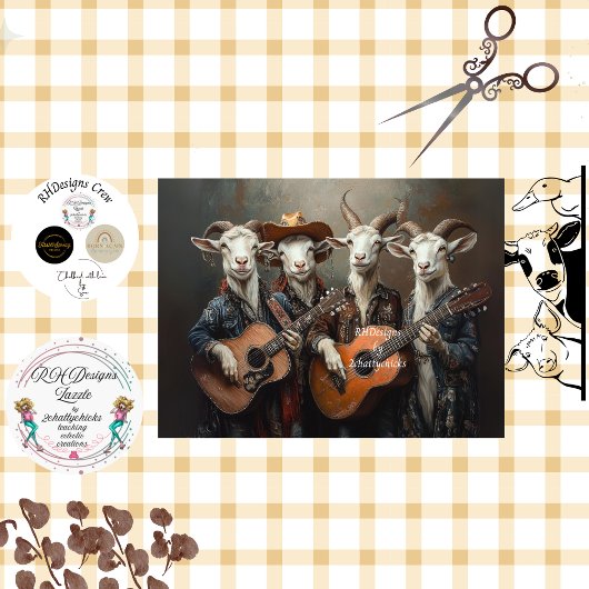 Papier Mousseline Découpage Musique country Chèvres d'élevage