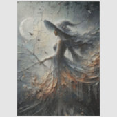 Papier Mousseline Decoupage Mystical Fantasy Woman Crescent Moon  (Recto)