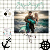 Papier Mousseline Decoupage Mythical Sailor Rescue Mermaid at Sea