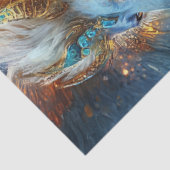 Papier Mousseline Découpage Mythique Lion Turquoise & Or Ornate (Détail)