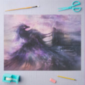 Papier Mousseline Découpage Mythique Oiseau Noir foncé violet Plumes (Artisanat)