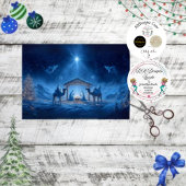 Papier Mousseline Découpage Nativité Scène Bleu Ciel Nocturne