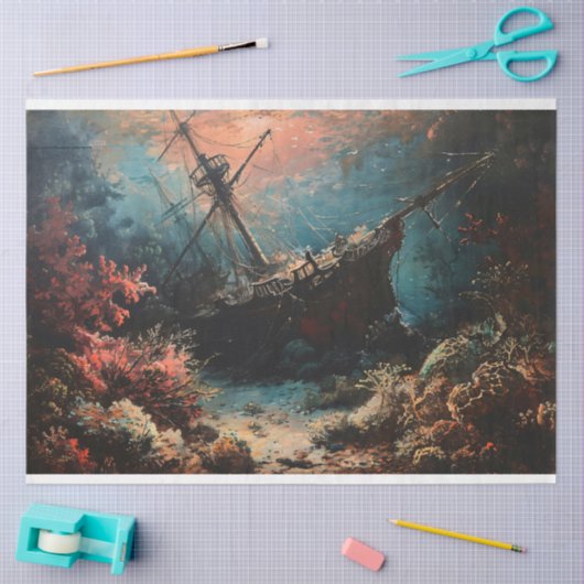 Papier Mousseline Découpage nautique du navire coulé (Artisanat)