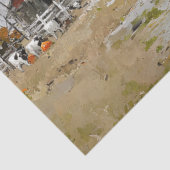 Papier Mousseline Découpage Nostalgale Automne Rouge Grange Peinture (Détail)