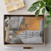 Papier Mousseline Découpage Nostalgale Automne Rouge Grange Peinture (Cadeau)