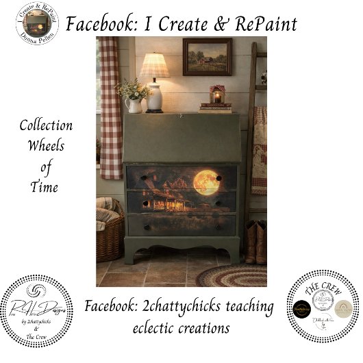 Papier Mousseline Decoupage Nostalgic Rustic Farmhouse Moon 