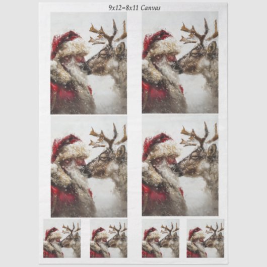 Papier Mousseline Decoupage Nostalgic Santa Rudolph Kiss (Recto)