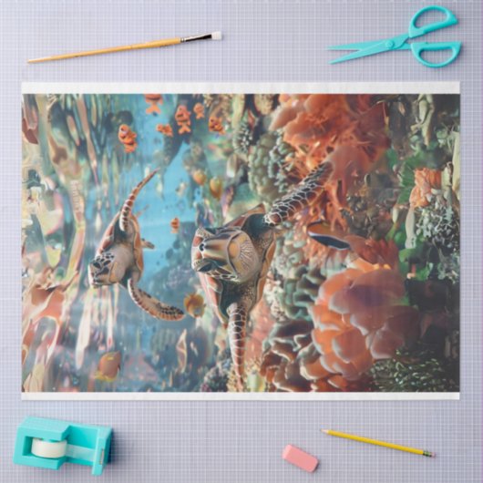 Papier Mousseline Découpage Ocean Majestic Sea Turtle (Artisanat)