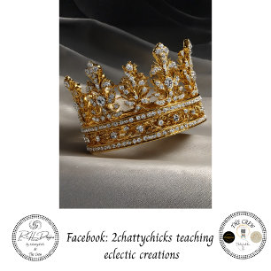 Papier Mousseline Découpage Or Diamant Couronne Royale Artwork 