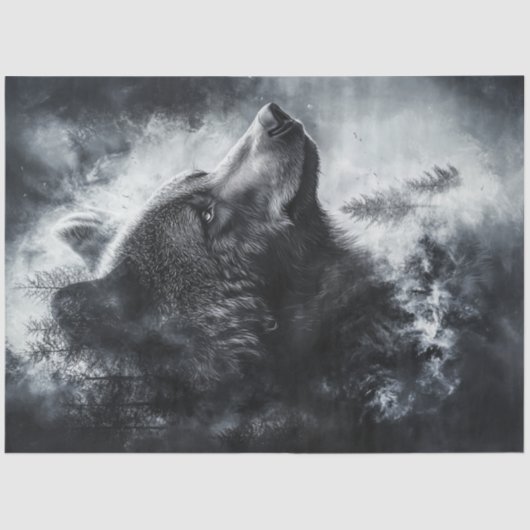 Papier Mousseline Découpage Ours Pleine lune Arrière - plan Fusion A (Recto)