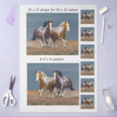 Papier Mousseline Decoupage Painted Horses Running 11x14 Canvas (Artisanat)