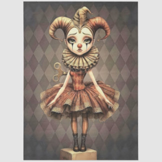 Papier Mousseline Decoupage Paper Melancholic Clown