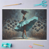 Papier Mousseline Découpage Papier Tissu Aqua Blue Poppies Femme (Artisanat)