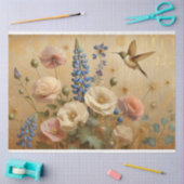 Papier Mousseline Découpage Papier Tissu Floral Humming Oiseau Desig (Artisanat)