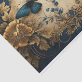 Papier Mousseline Découpage papillon bleu et or (Détail)