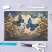 Papier Mousseline Découpage papillon bleu et or (Artisanat)