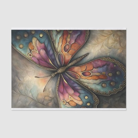 Papier Mousseline Découpage papillon métallique (Recto)