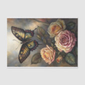 Papier Mousseline Découpage papillon Rose victorien (Recto)