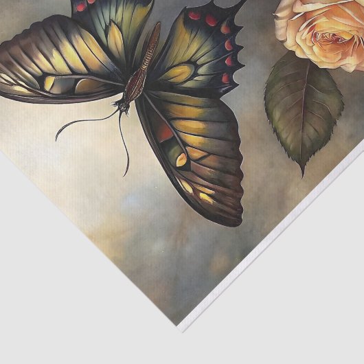 Papier Mousseline Découpage papillon Rose victorien (Détail)