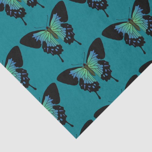 Papier Mousseline Découpage papillon turquoise (Détail)