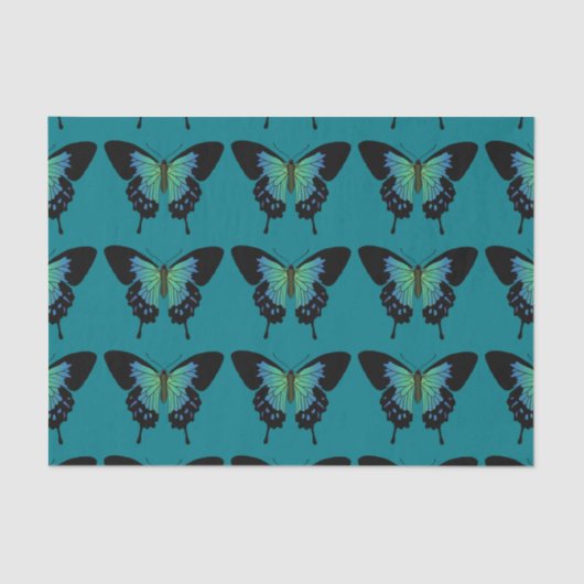Papier Mousseline Découpage papillon turquoise (Recto)