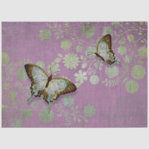 Papier Mousseline Découpage Papillon Vintage moderne Floral Purple