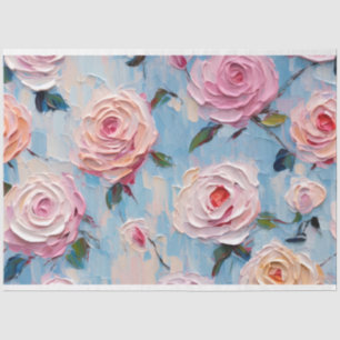 Papier Mousseline Découpage Pastel Watercolor Roses Abstraits