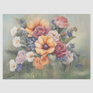 Papier Mousseline Découpage Pastels Floral Bouquet
