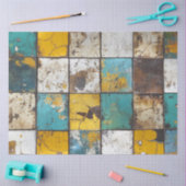 Papier Mousseline Découpage Patchwork bleu Brown jaune Arrière - pla (Artisanat)