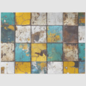 Papier Mousseline Découpage Patchwork bleu Brown jaune Arrière - pla (Recto)