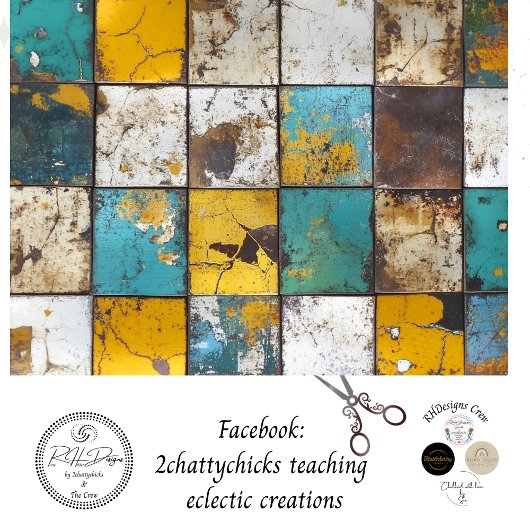 Papier Mousseline Découpage Patchwork bleu Brown jaune Arrière - pla