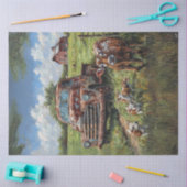 Papier Mousseline Découpage Pays Charme Ferme Camion Vaches (Artisanat)