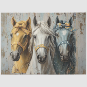 Papier Mousseline Découpage Pays Élégance Chevaux Vaches et Harnais