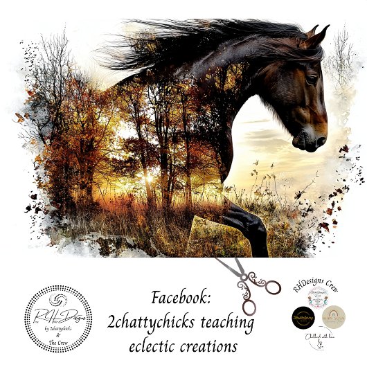 Papier Mousseline Découpage Paysage Cheval Double Exposition Forêt